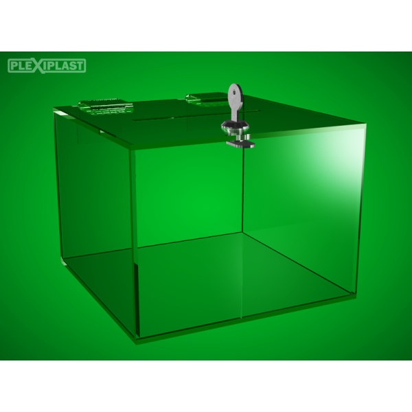 Clear money box 200x200x150 mm