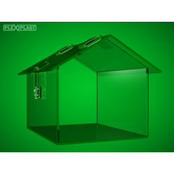 Domečková čirá kasička 350 x 300 x 300 mm