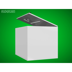 Glossy white moneybox, 200x200x200mm