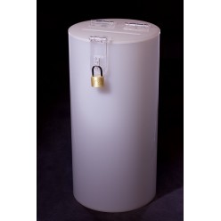 Cylindrical moneybox, opal (milky)