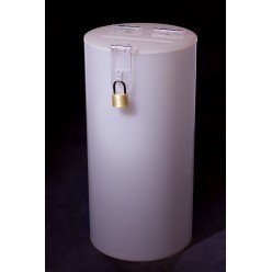 Cylindrical moneybox, opal (milky)