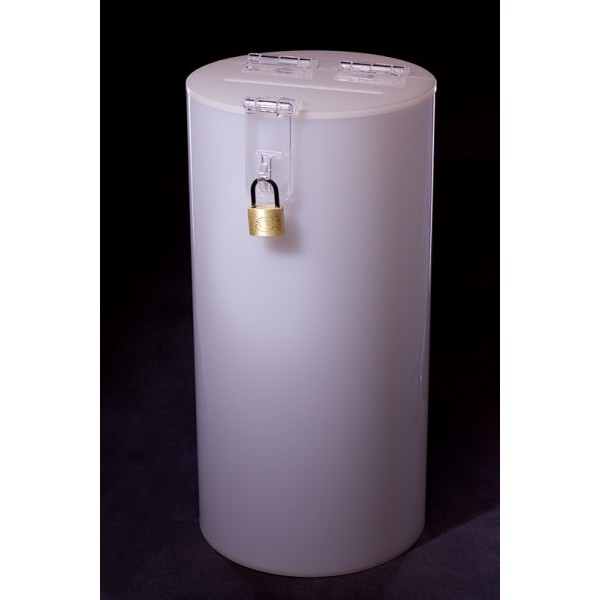 Cylindrical moneybox, opal (milky)