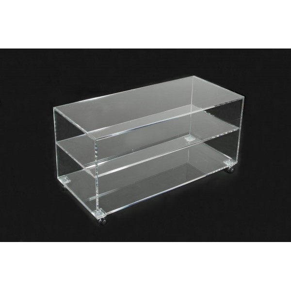 TV table on wheels, plexiglass
