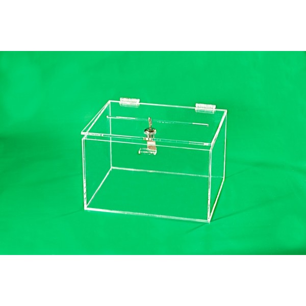Plexiglass money box - clear, 250 x 200 x 150 mm