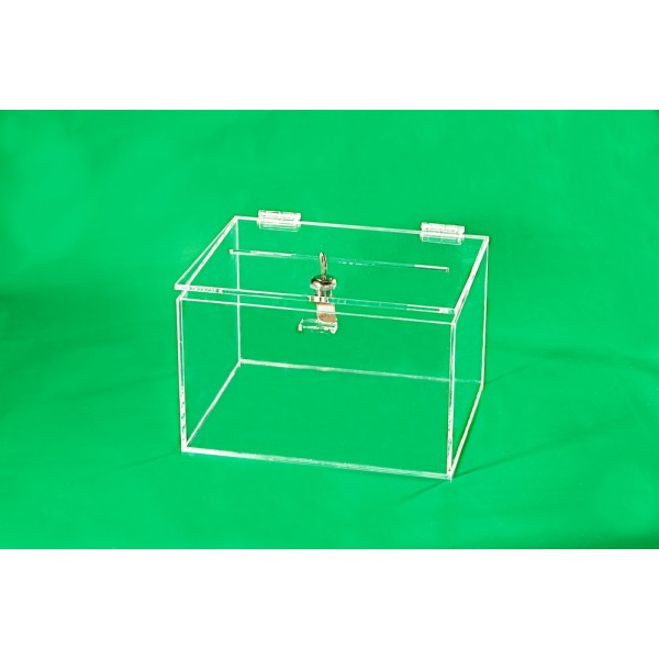 Plexiglass money box - clear, 250 x 200 x 150 mm