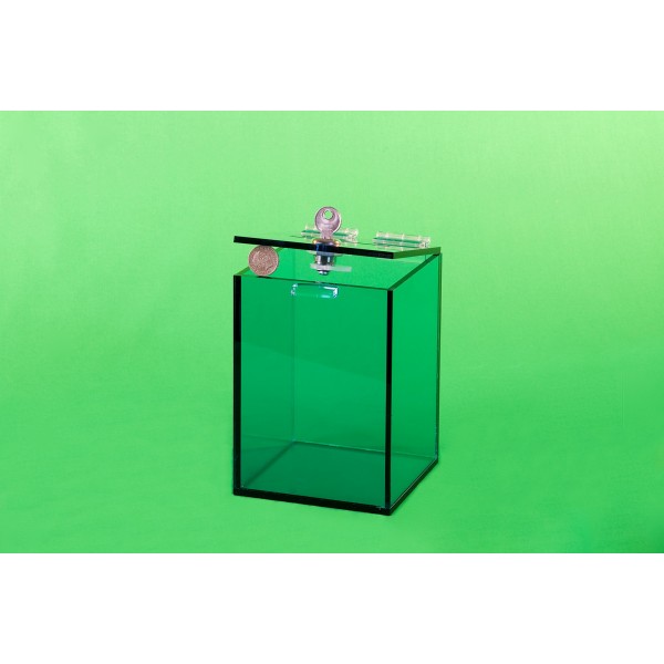 Light blue acrylic box, 120x120x170 mm