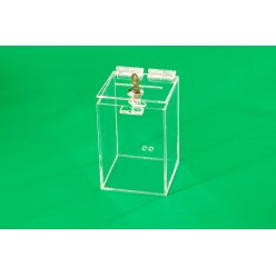 Clear money box 100 x 100 x 200 mm