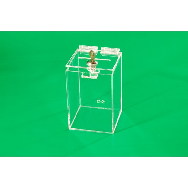 Clear money box 100 x 100 x 200 mm