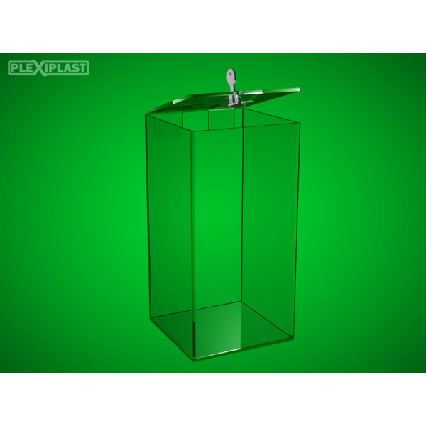 Money box - clear high, 150 x 150 x 400 mm